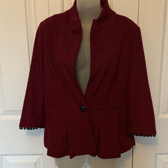 Anthropologie Jackets & Blazers - Anthropologie Tabitha Sz Large Striped Pom Pom Blazer GUC B1015